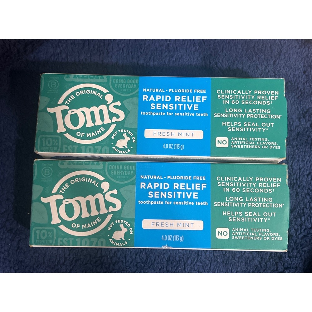 2pk Toms of Maine Rapid Relief Sensitive Toothpaste Fluoride Free Fresh Mint 4oz
